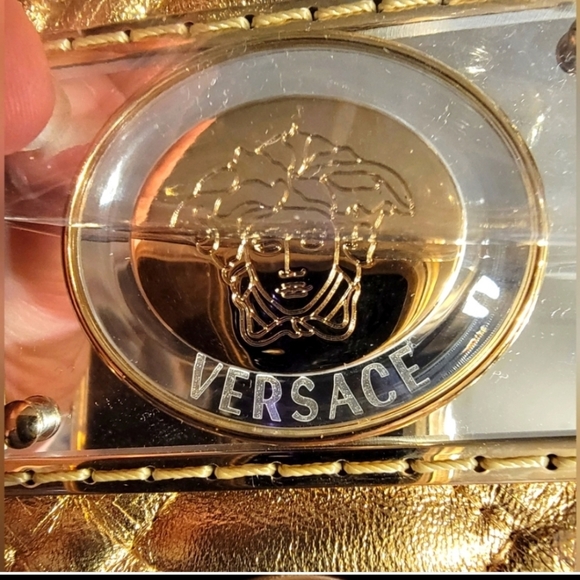 NWT's Versace Vintage EXTREAMLY RARE Authentic Quilted Gold Leather Bag - Picture 8 of 16